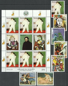 Парагвай, 1981,Живопись Пикассо, 6 марок+лист
